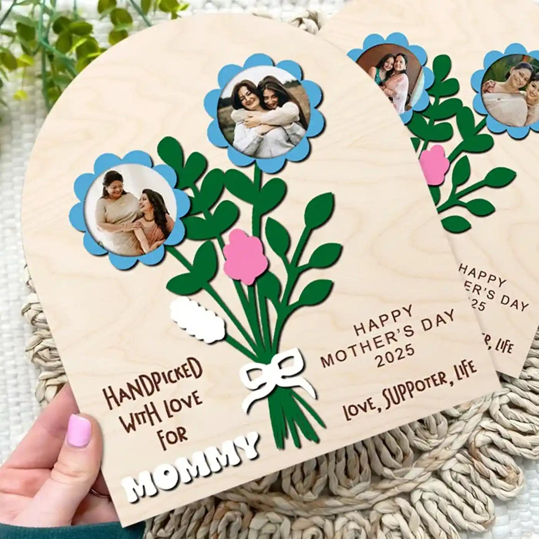 Photo Personalized Hand-Painted Mom Theme Wooden Decorative Plaque