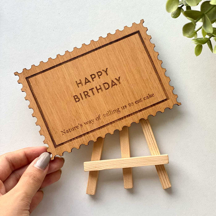 Engraved Happy Birthday Wooden Greeting Card