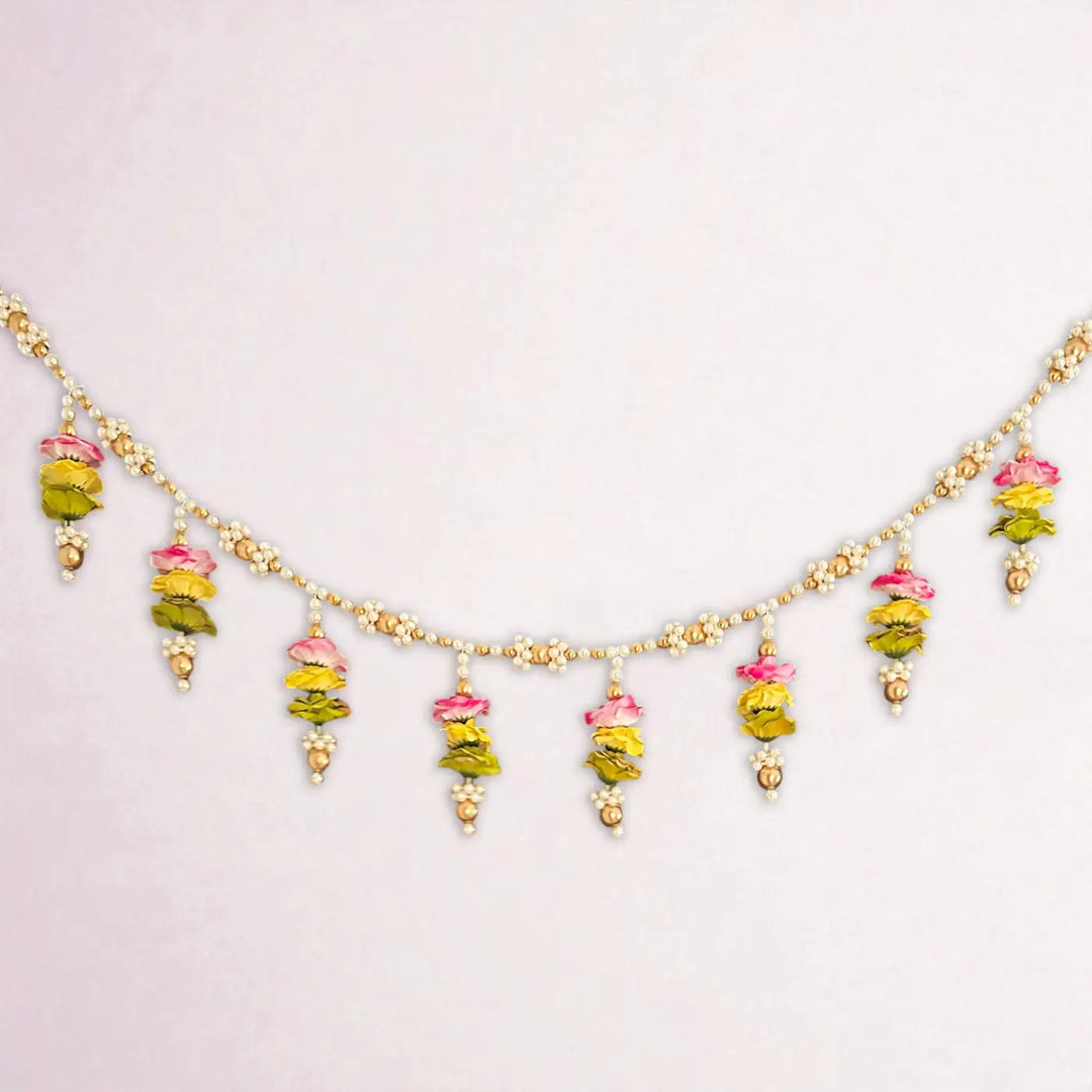 Handmade Beaded Minimal Rose Flower & Moti Toran