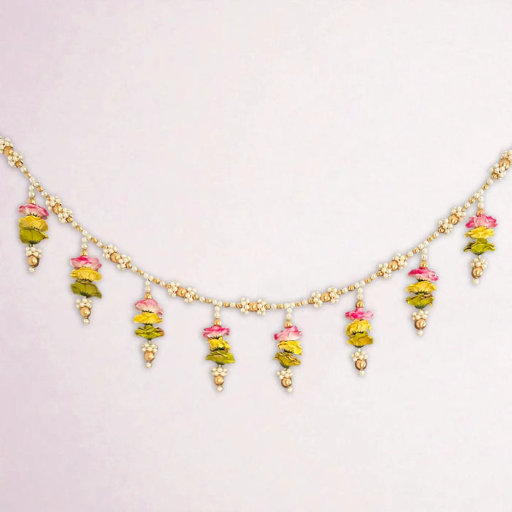 Handmade Beaded Minimal Rose Flower & Moti Toran