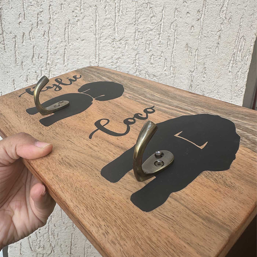 Personalized Handmade Wooden Key Hanger For 2 Pets