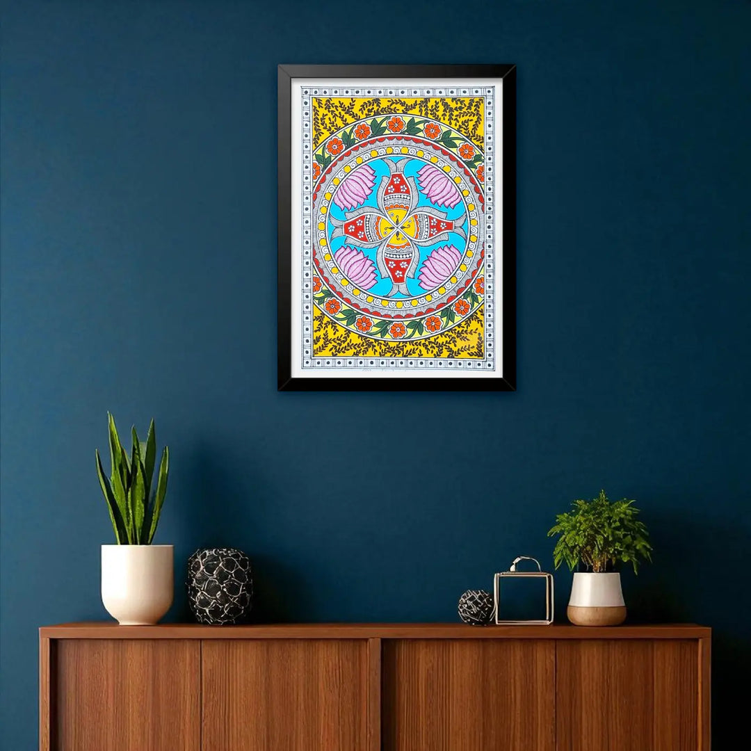 8 x 5 Inch | Kamal Jalchakra | Original Hand Painted Madhubani Painting On Paper