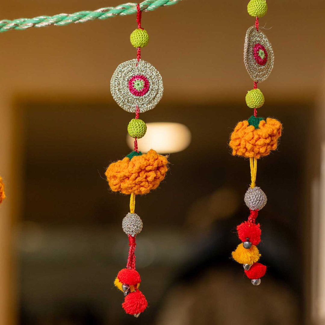 49 Inch | Intricate Realistic Crochet Marigold Devi Design Cotton Toran