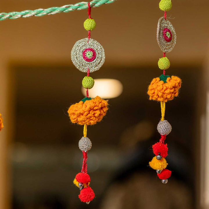 49 Inch | Intricate Realistic Crochet Marigold Devi Design Cotton Toran