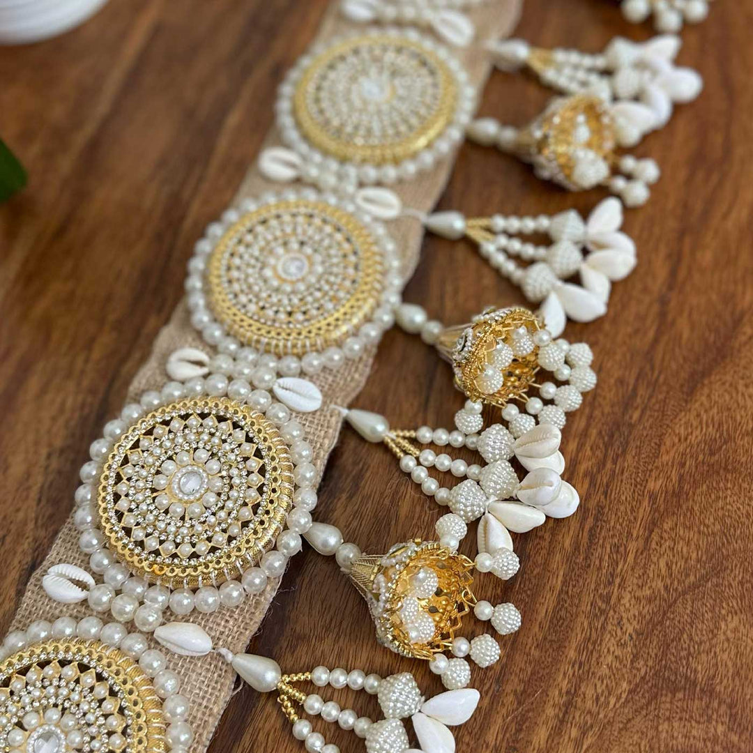 Handmade Beaded Pearl Design Jute Toran