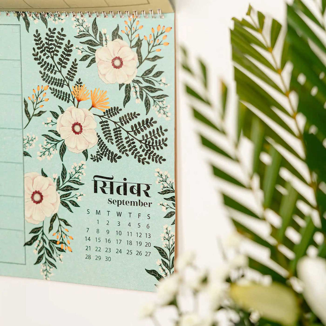 Handmade 2025 Blue Wall Calendar