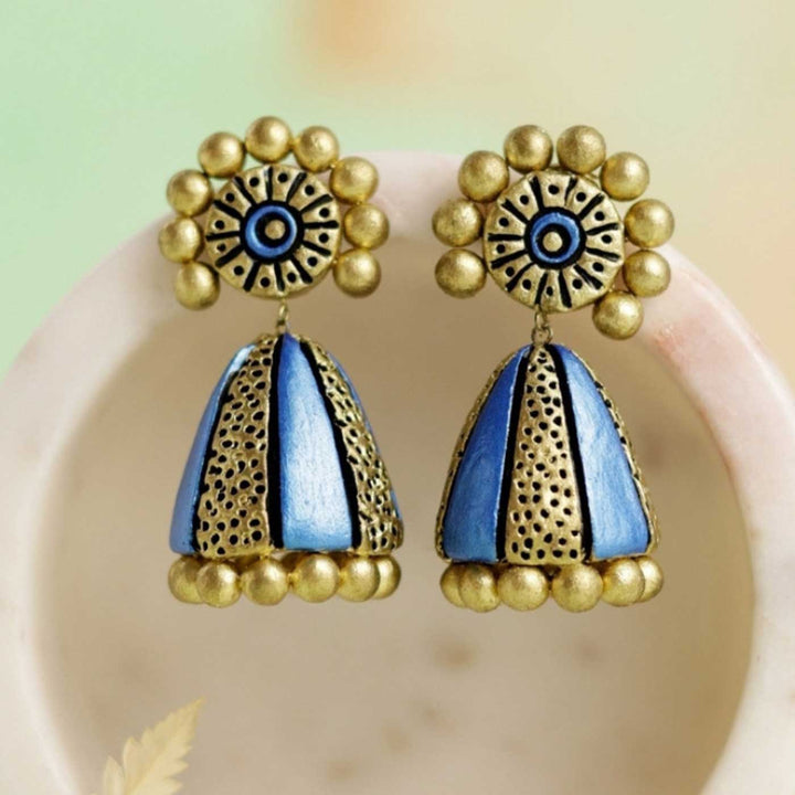 Handmade Beaded Sparkling Cone Terracotta Earrings