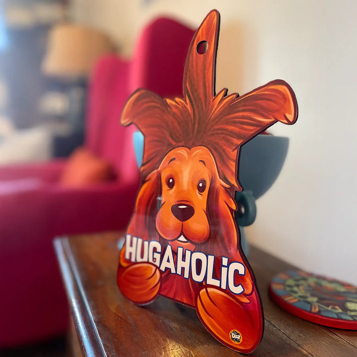 Printed Dog Theme "Hugaholic" MDF Wood Wall Decor