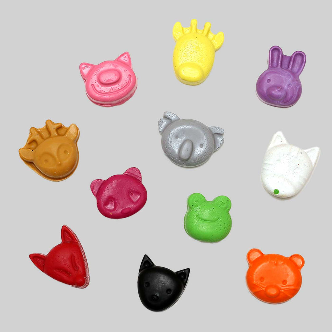 Handmade Non-Toxic Assorted Mini Animal Heads Crayons | Set Of 8