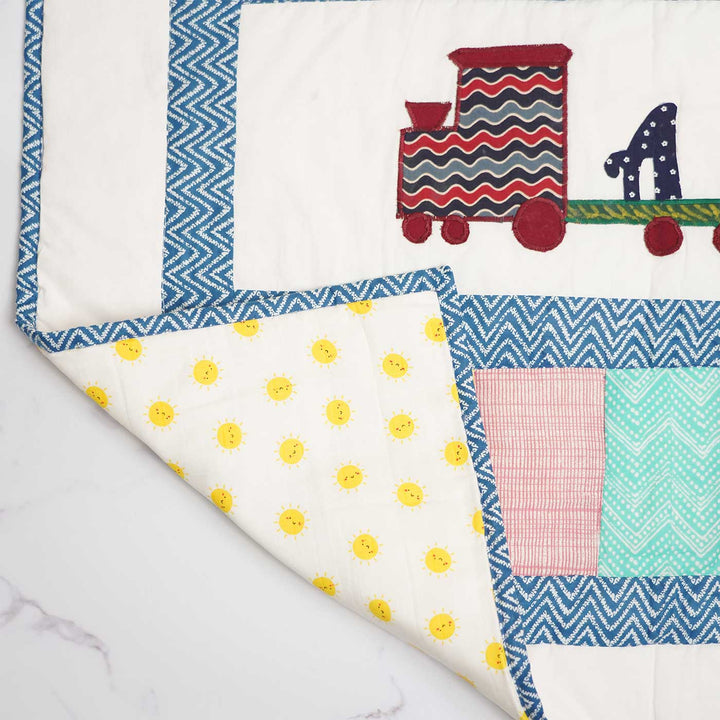 Personalized Steam Engine Theme Cotton Quilt For Kids