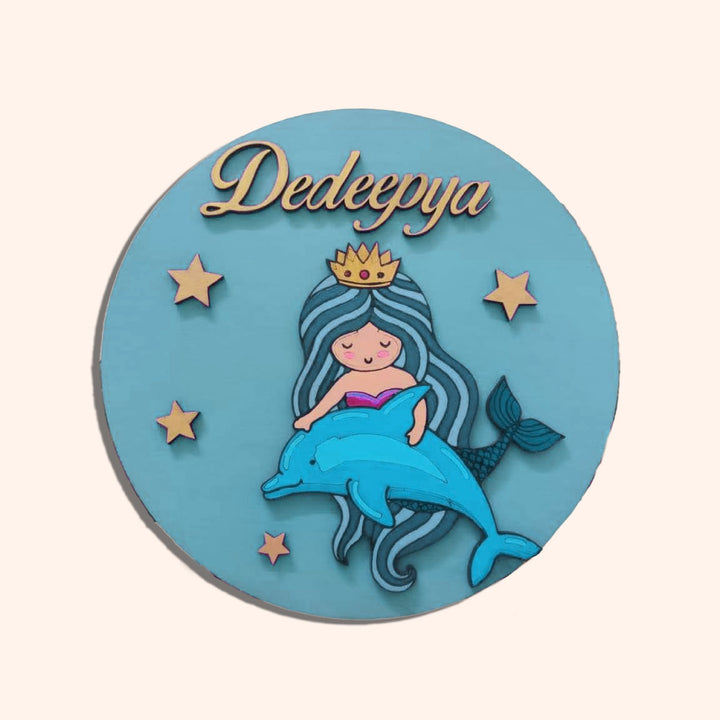 Mermaid Theme Kids Nameplate - Zwende