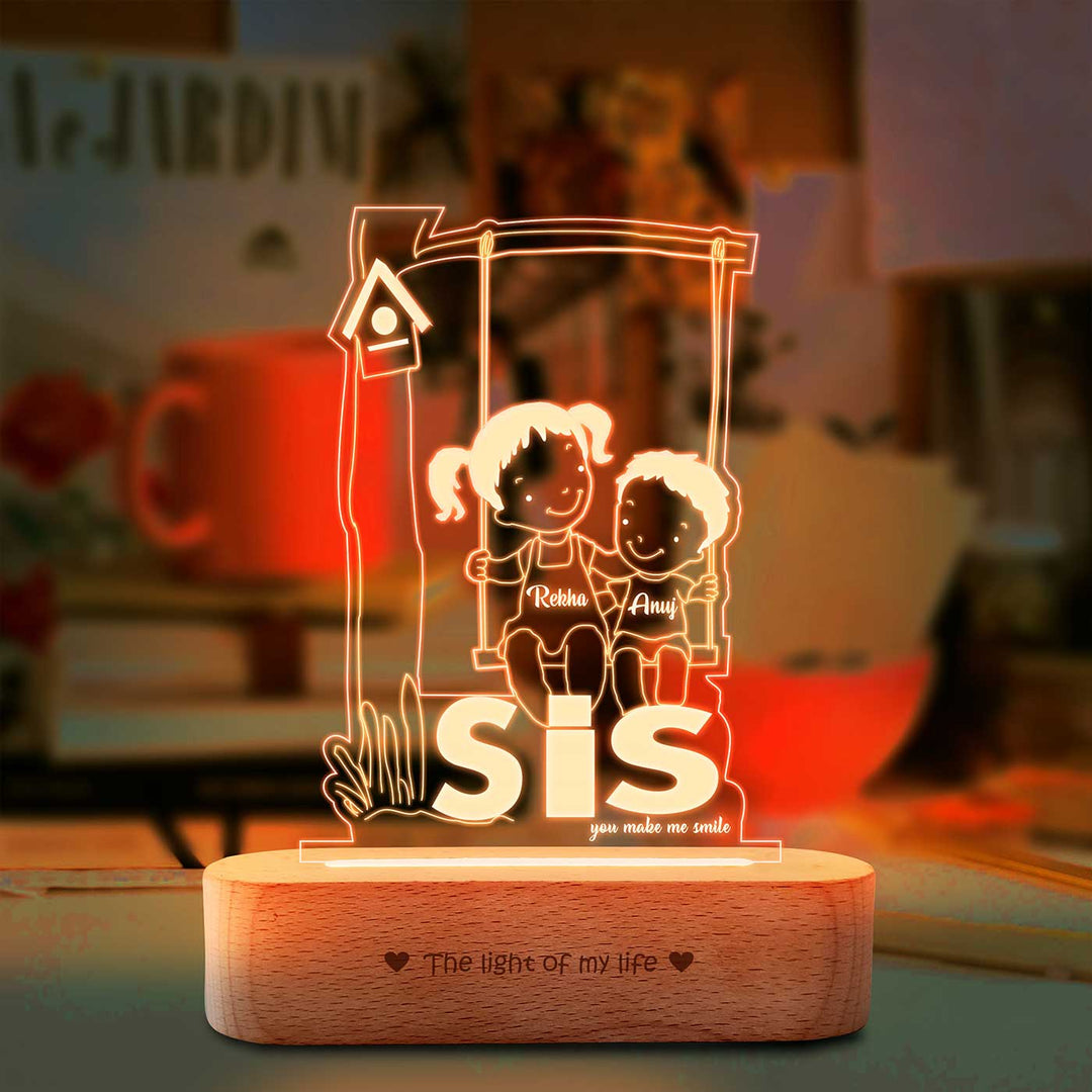 Personalized Engraved Sister Love Acrylic Table Lamp