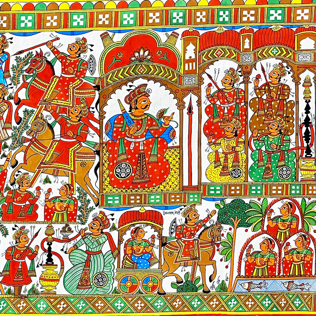 28 X 58 Inch | Story of Pabuji Paper Phad Painting