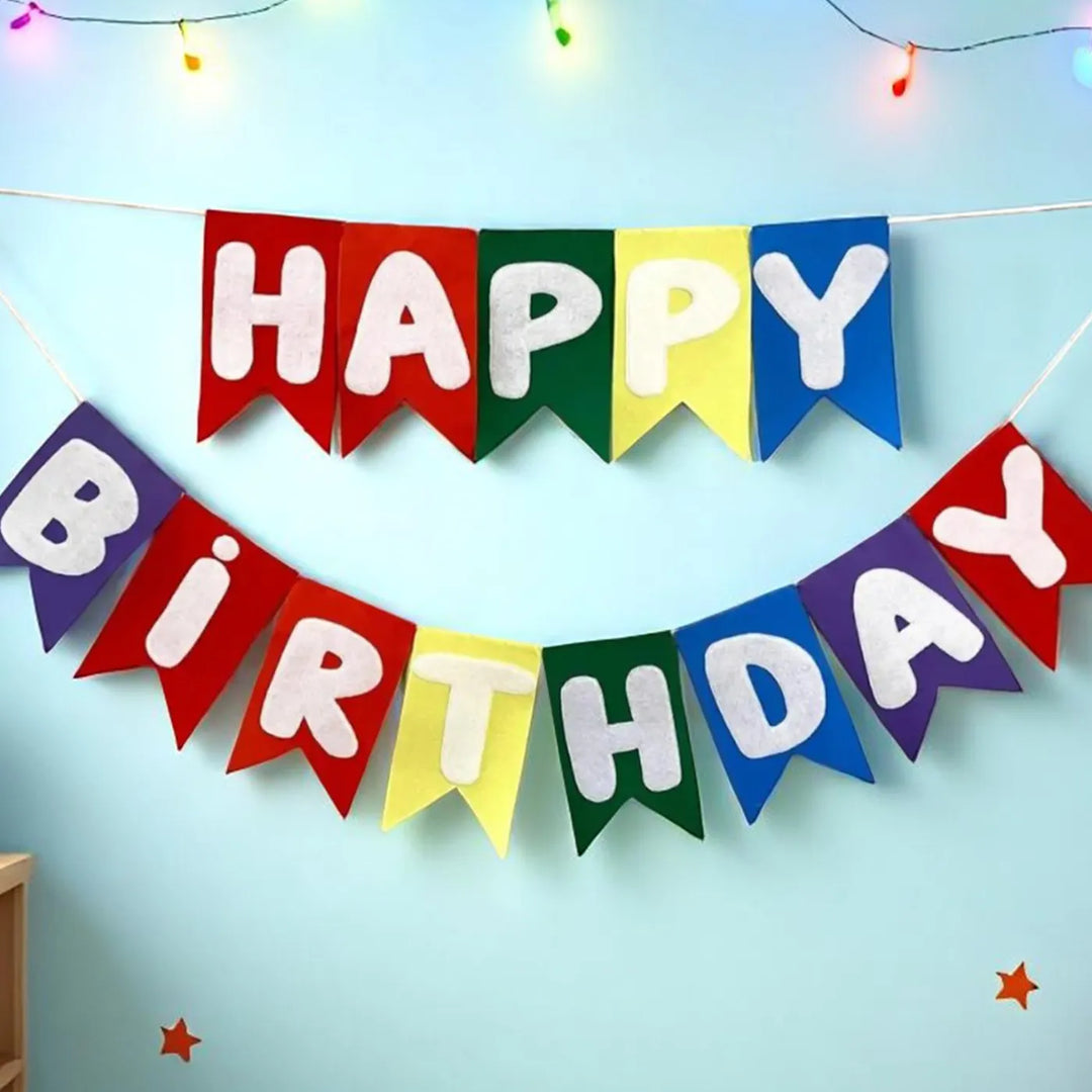 Handmade Swallow Shaped Felt Happy Birthday Bunting