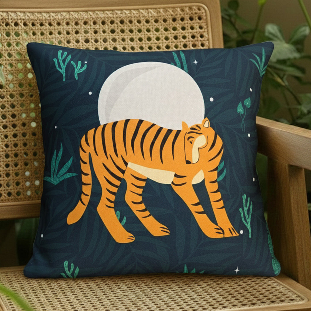 16 Inch | Printed Sundarban Mist Shy Tiger Cushion Cover