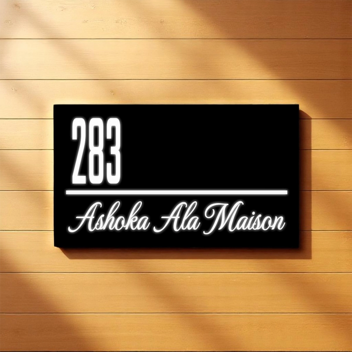 Personalized Classic Black And White LED Acrylic Name Plate