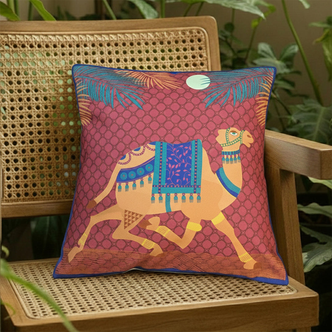 16 Inch | Printed Camel of Thar Cushion Cover