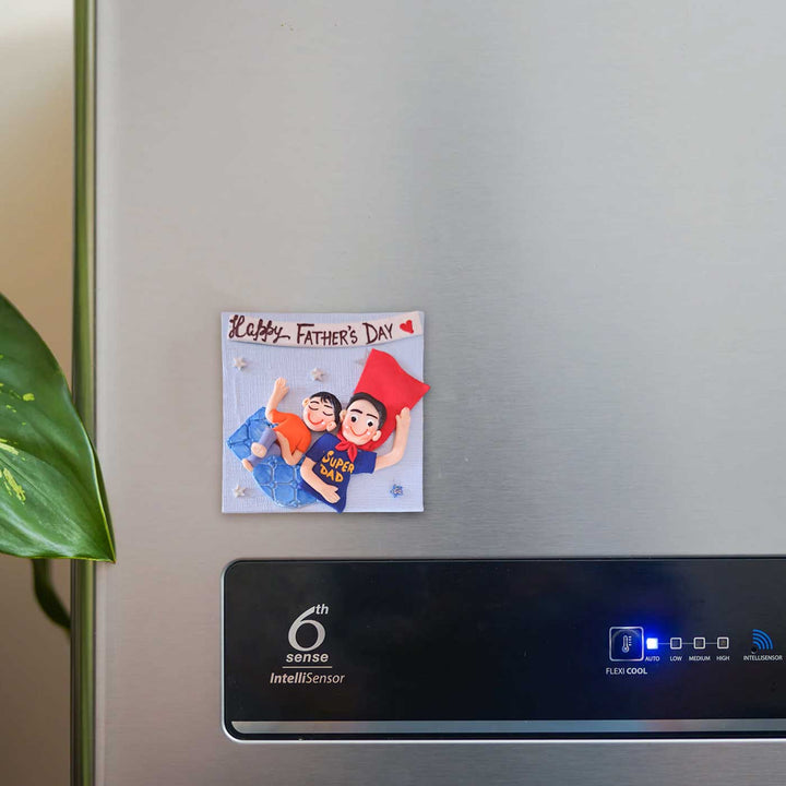 Personalized Handmade Superhero Theme Clay Fridge Magnet For Fathers