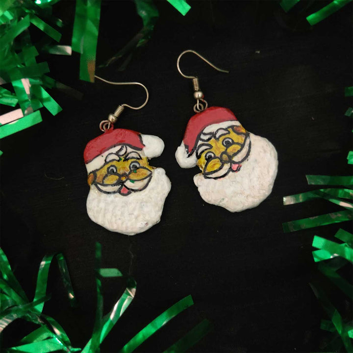 Handmade Santa Claus Clay Earrings | Secret Santa Gift Ideas