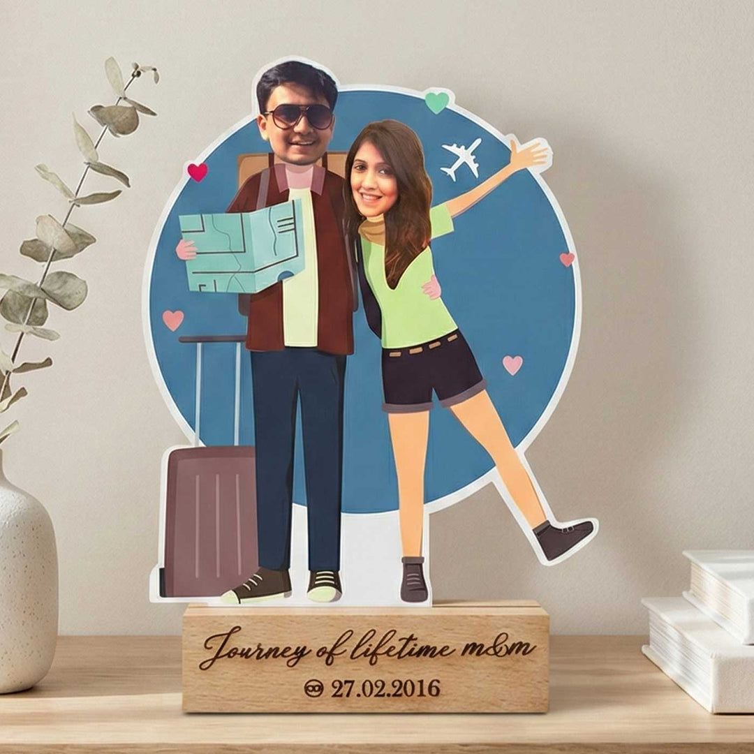 Photo Personalized Travel Couple Acrylic Caricature Cutout