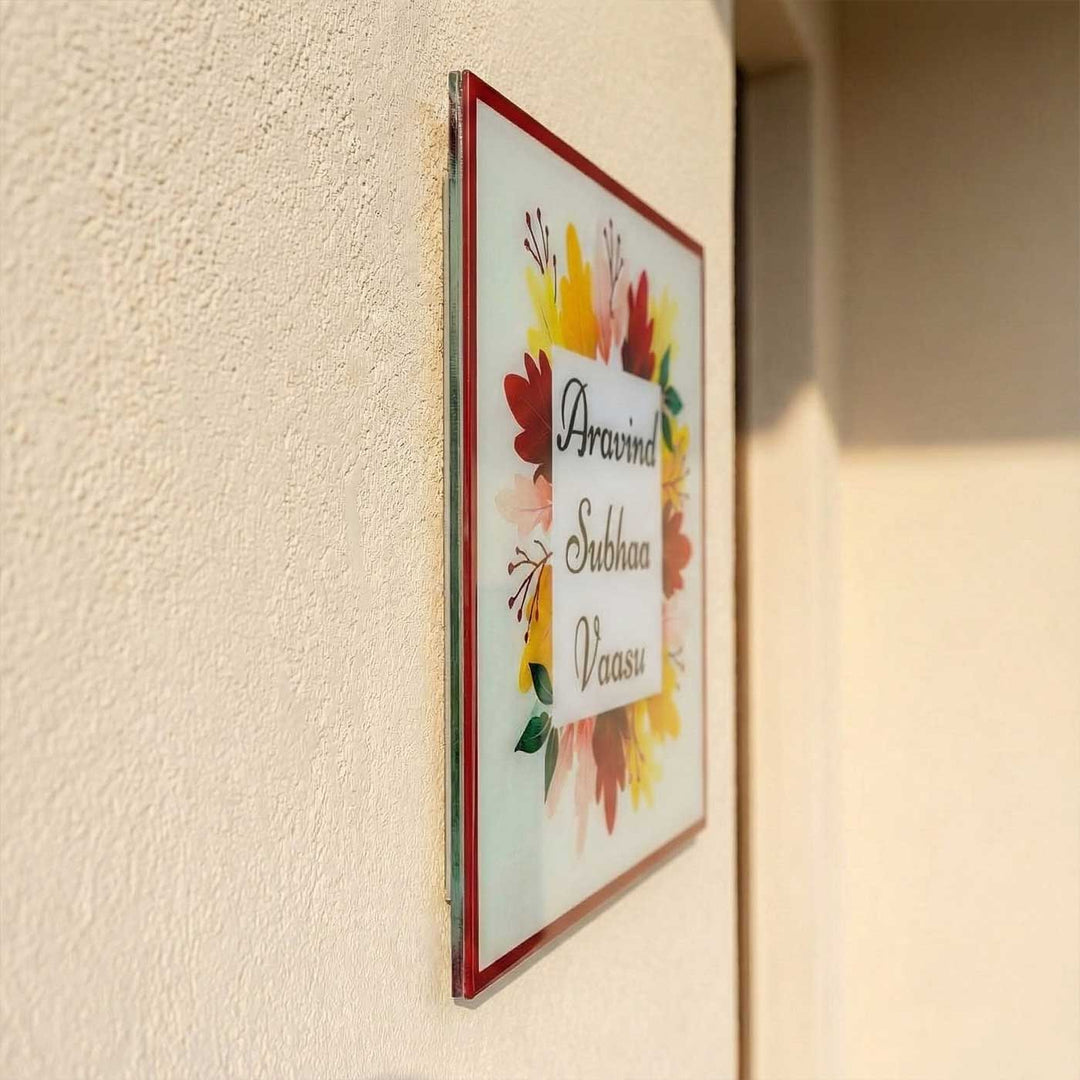 Personalized Leaves Theme Resin Name Plate