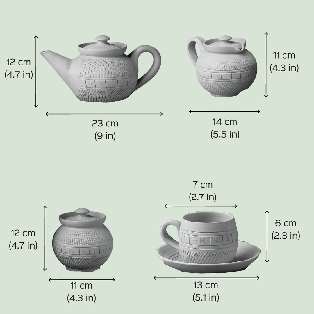 Handmade Royal Terracotta Tea Set | Set Of 15