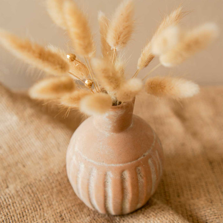 Handmade Rustic Porcelain Vase With Bunny Tails
