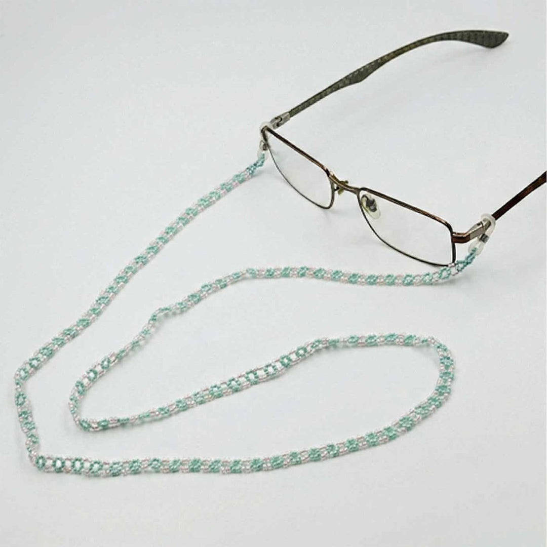 Handmade Beaded Blue & Pink Flower Spectacle / Eye Glass Chain