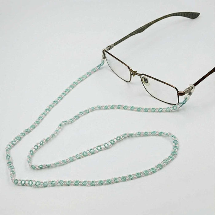 Handmade Beaded Blue & Pink Flower Spectacle / Eye Glass Chain
