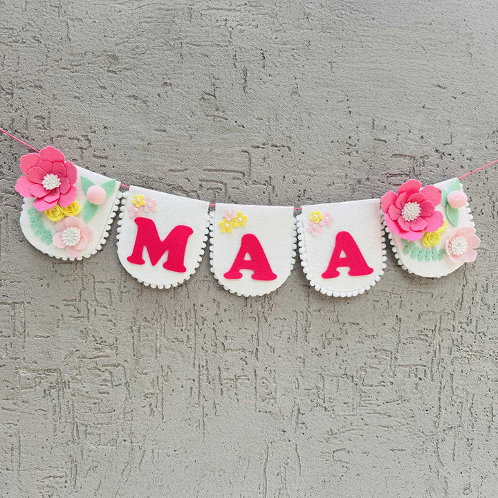 Personalized Handmade Floral Theme Felt Bunting