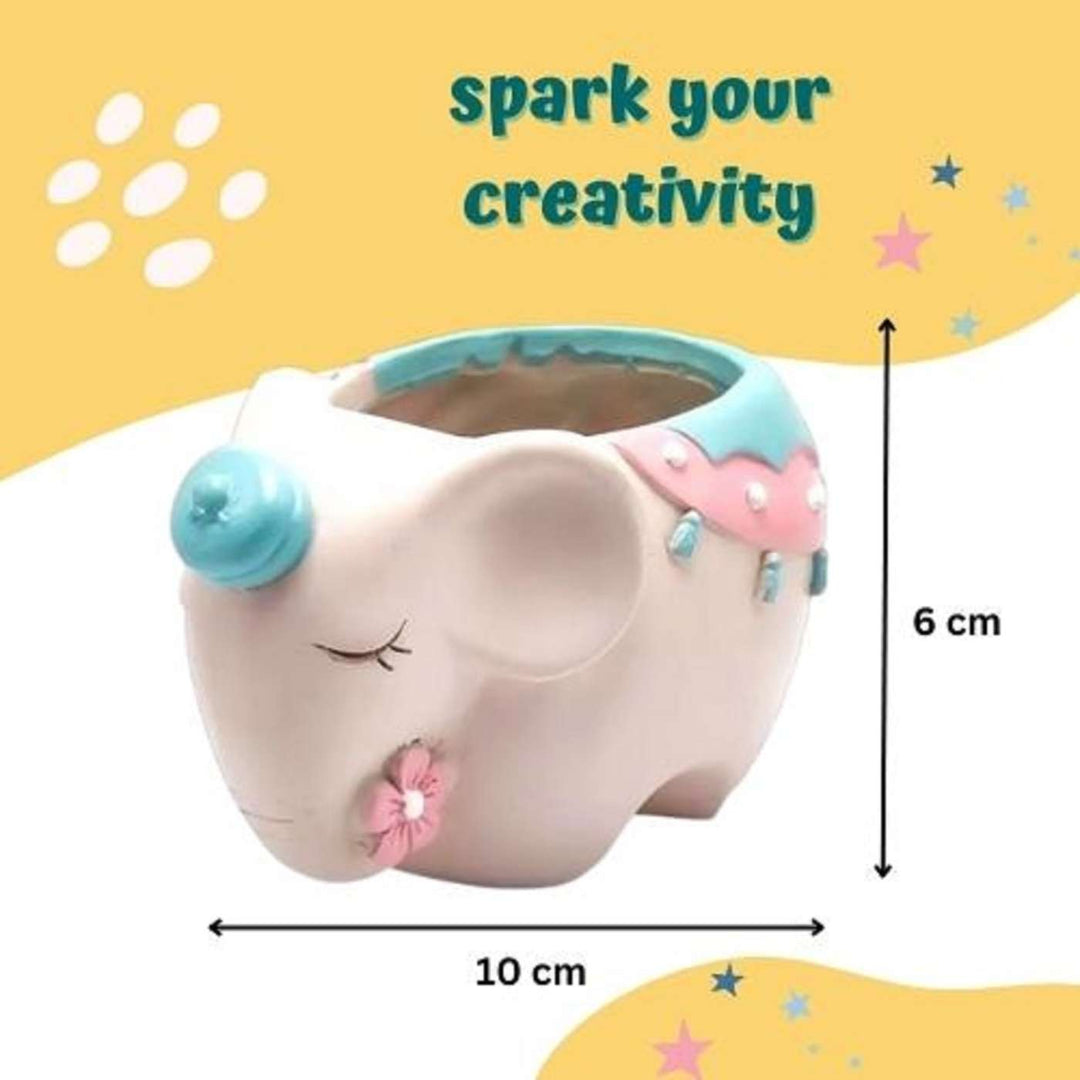 Paint Your Own Elephant Theme Ceramic Planter DIY Kit