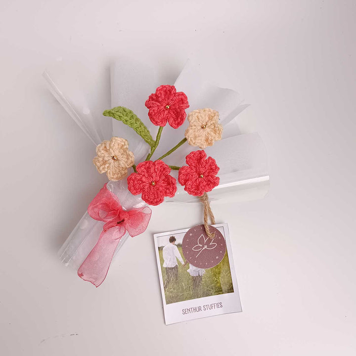 Handmade Crochet Blossom Mini Flower Bouquet | Includes Photo & Greeting Card
