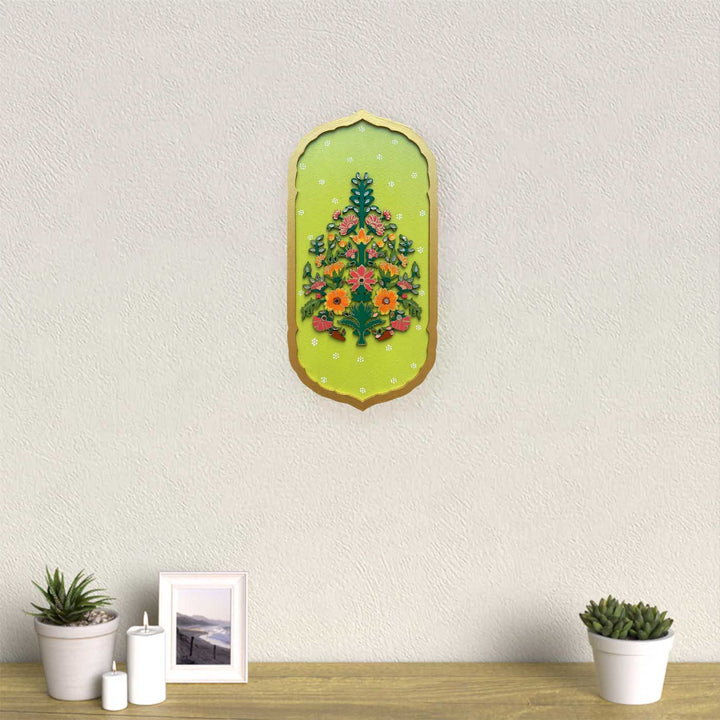 Hand-Painted Floral Motif MDF Wood Wall Decor