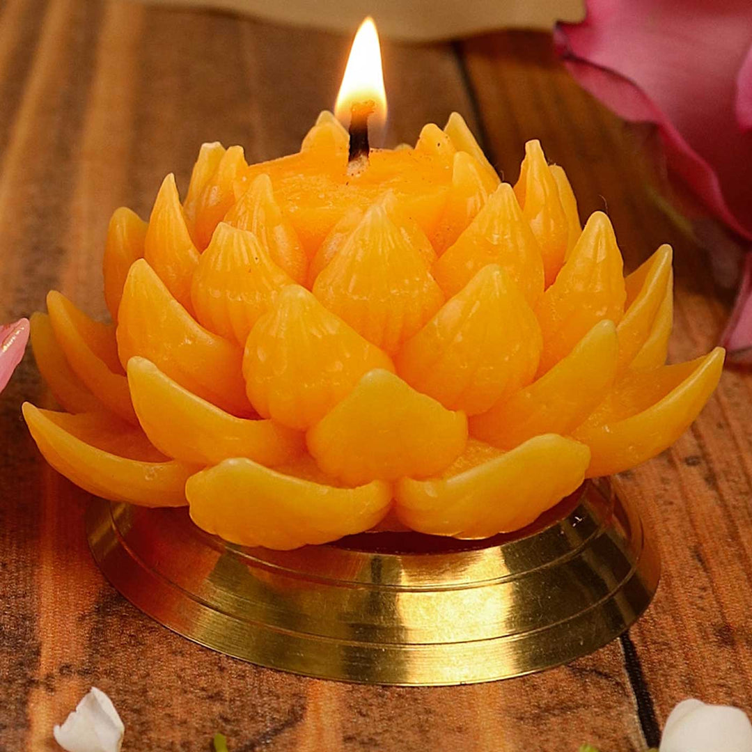 Handmade Blooming Lotus Soy Wax Scented Candle | Set Of 2
