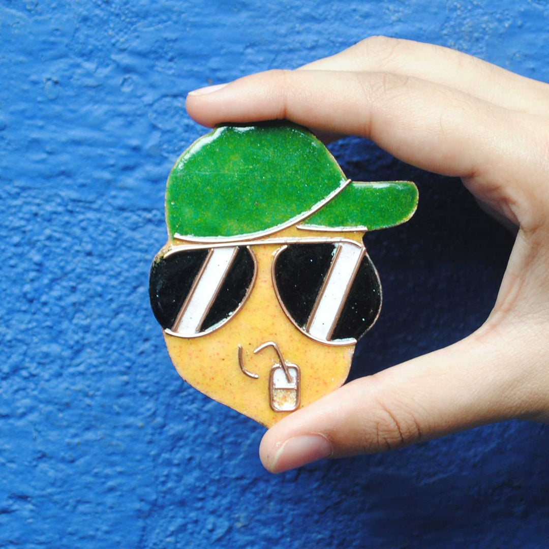 Handmade Cool Guy Copper Enamel Fridge Magnet