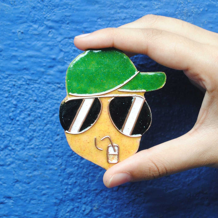 Handmade Cool Guy Copper Enamel Fridge Magnet
