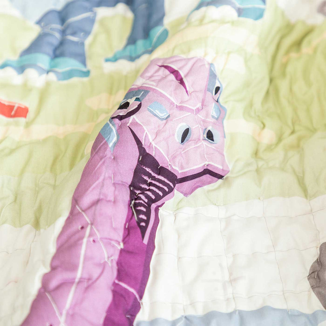 Personalized Dino Goes To School Theme Cotton Quilt For Kids