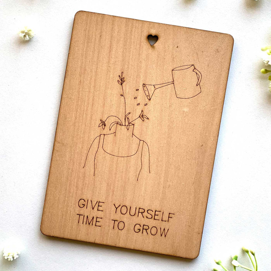 Engraved Growth Theme Wooden Greeting Card
