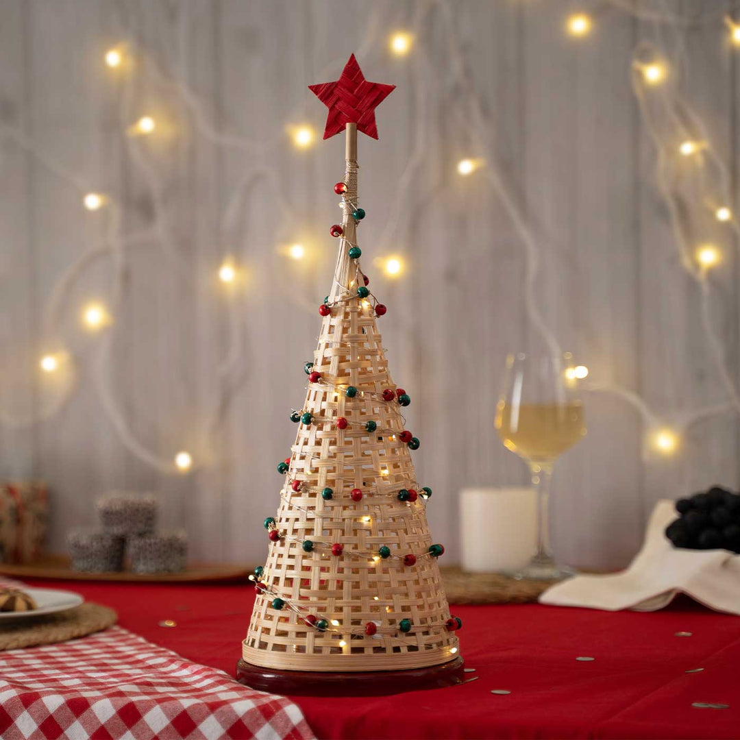 Handmade Bamboo Miniature Christmas Tree With Light