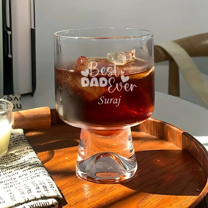 Engraved Best Dad Ever Theme Whiskey Glass | 250 ml