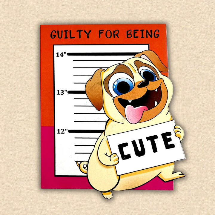 Printed Dog Theme "Guilty For Being Cute" MDF Wood Fridge Magnet