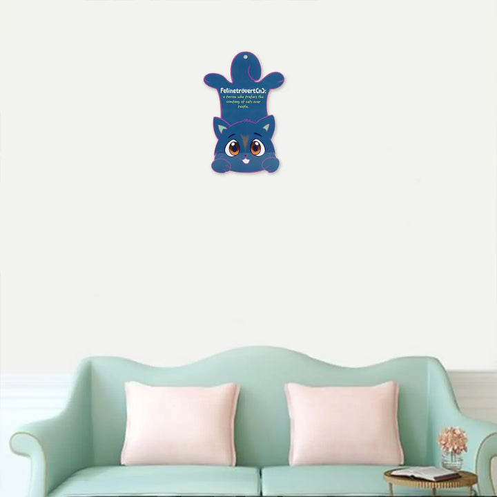 Printed Cat Theme "Felinetrovert" MDF Wood Wall Decor