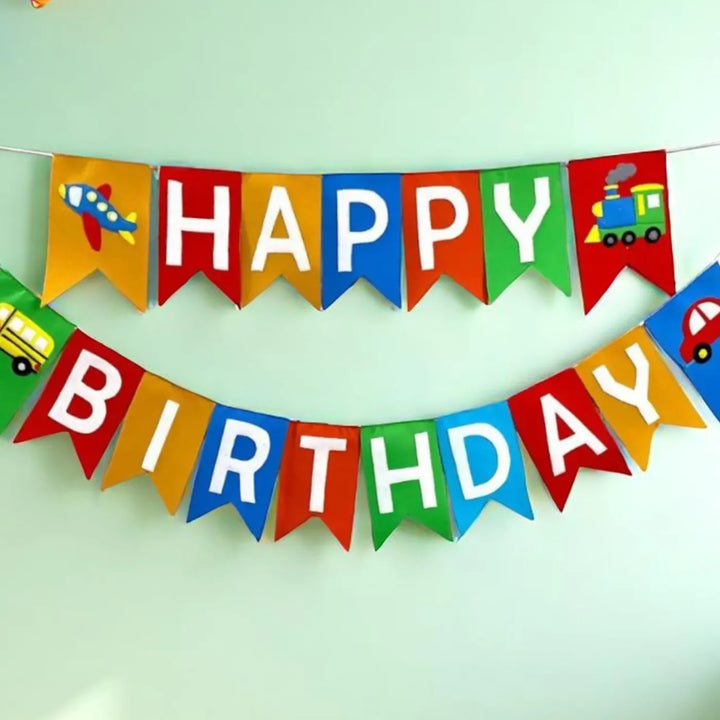 Handmade Vehicle Theme Felt Happy Birthday Bunting