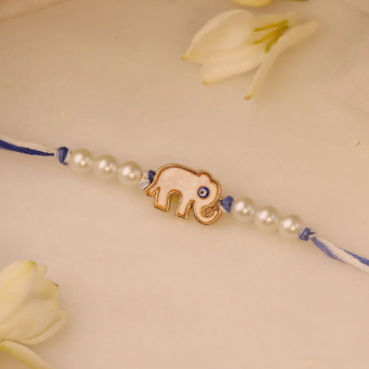 Handmade Beaded Evil Eye Rakhi With Roli Chawal