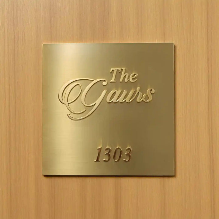 Personalized Square Minimal Design Brass Name Plate