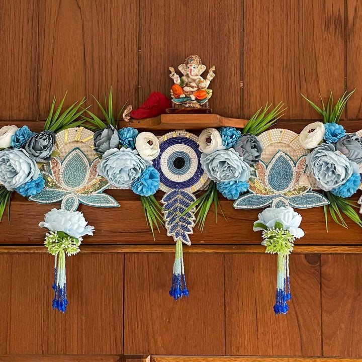 Handmade Beaded Floral Evil Eye Design Jute Toran