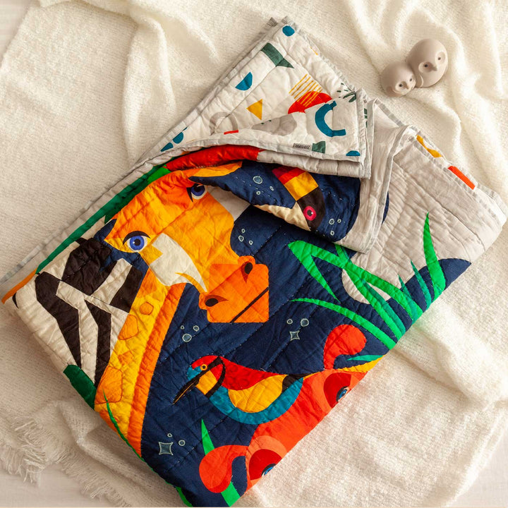 Personalized Tall Tales And Long Snouts Theme Cotton Quilt For Kids