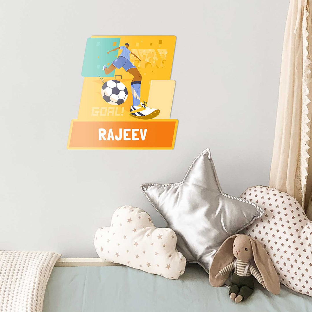 Personalized Boy's Football Goal Theme Acrylic Kids Name Plate