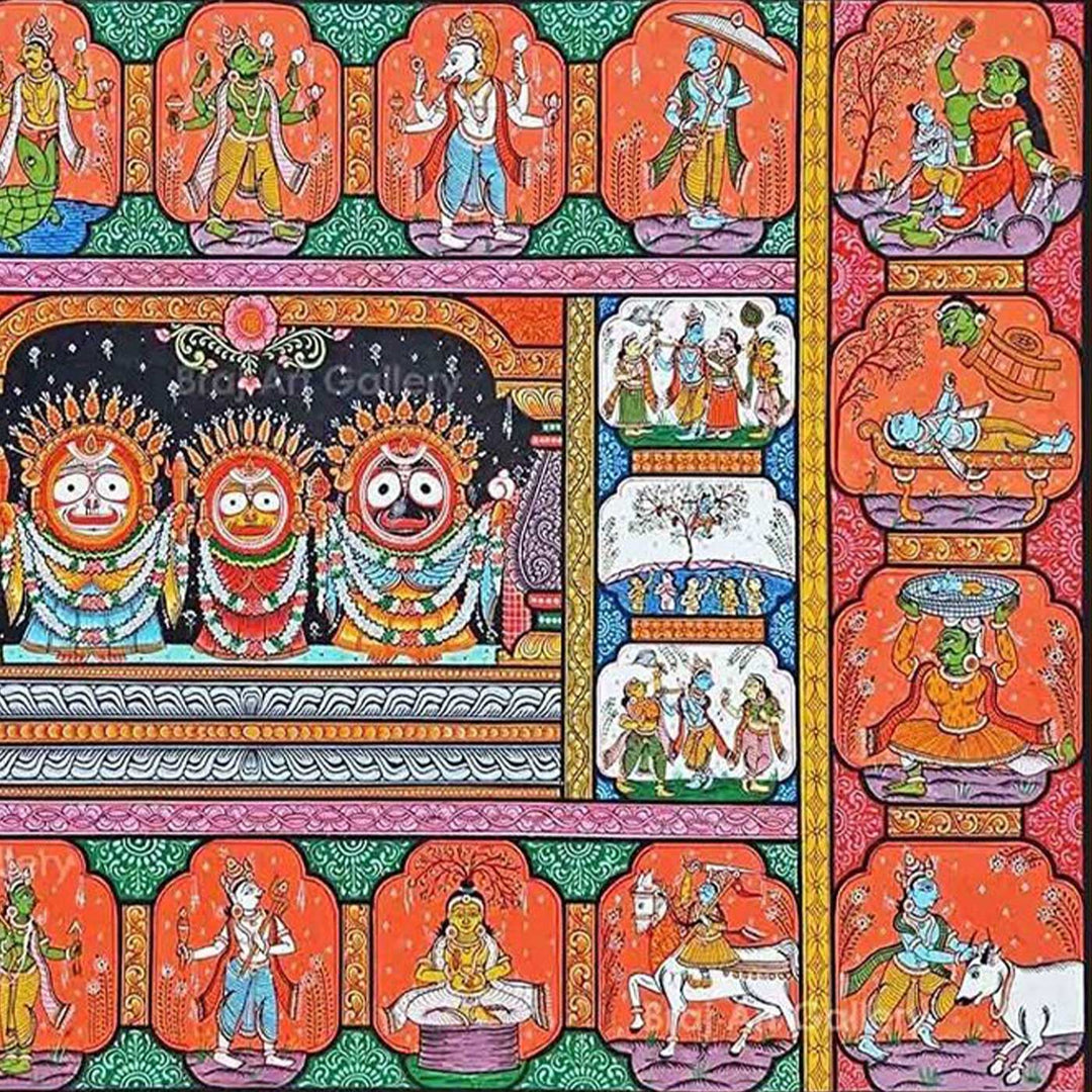 40 X 24 Inch | Handmade Canvas Lord Jagannath With Dashavataar Painting