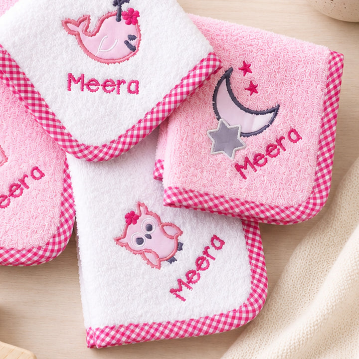 Personalised Lil Star Baby Girl Cotton Napkin Set | Pack of 4